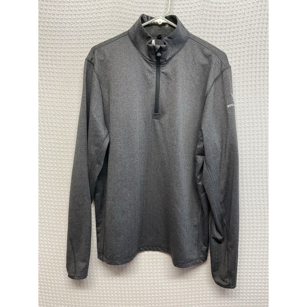 Greyson Golf 1/4 Zip Men's Large Herringbone Long Sleeve Pullover Stretch Gray